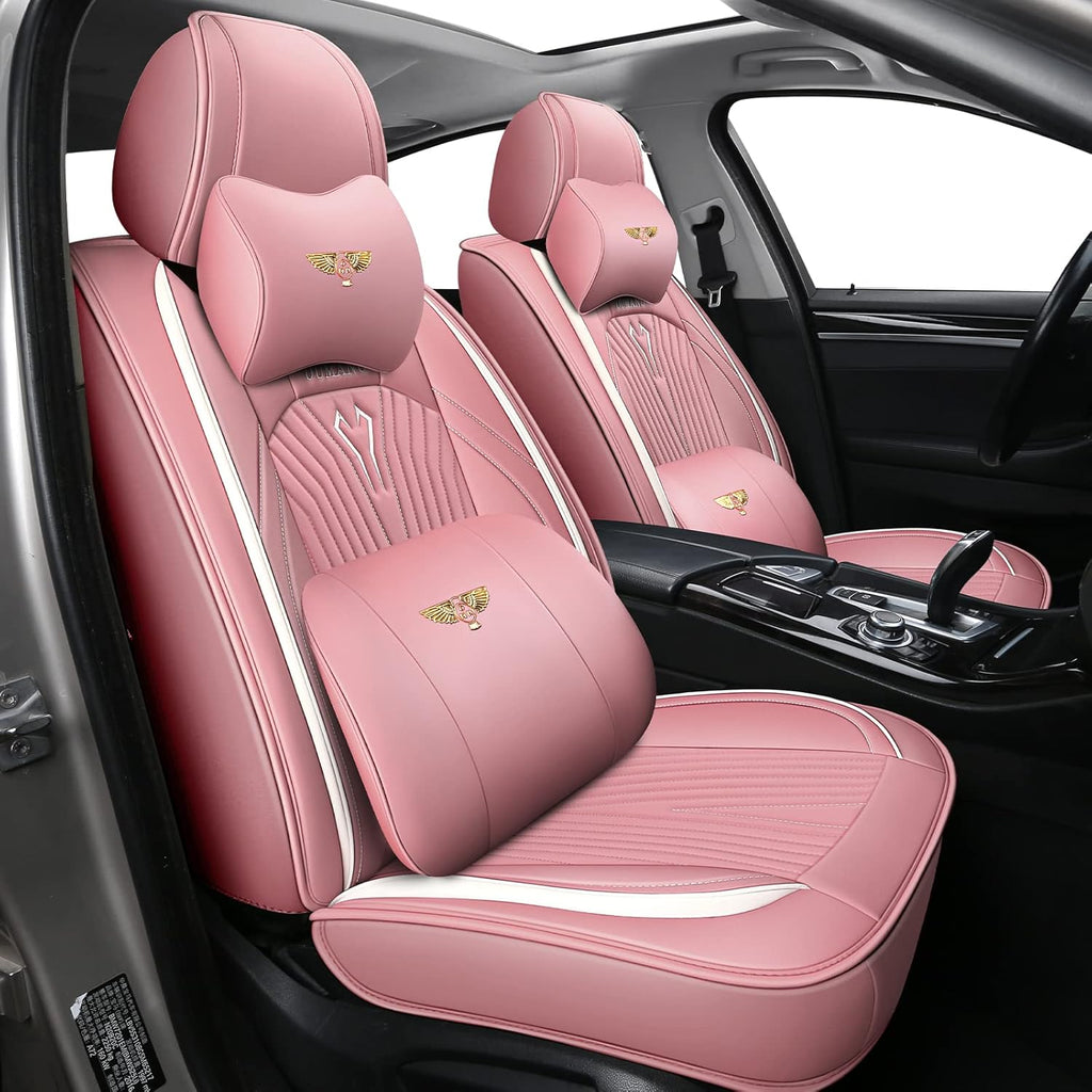 Black PU Leather Car Seat Covers Full Set 5 Seats W783367