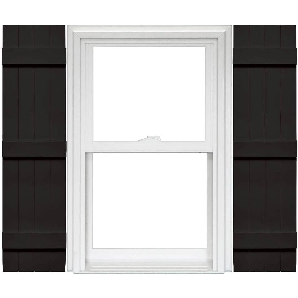 4 Board and Batten Joined Vinyl Shutters (1 Pair) - 14 x 63 Black F977246