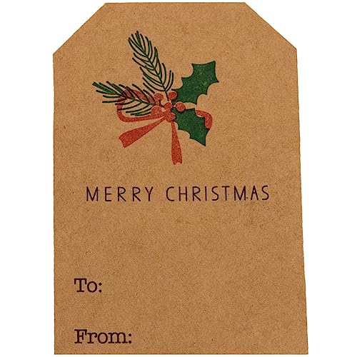 Kraft Holiday Gift Tag Stickers 2 x 3 Inch 25 Labels B845