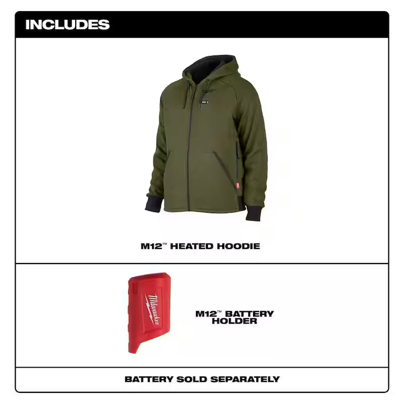 Men's Large Green Heated Jacket Hoodie R66759