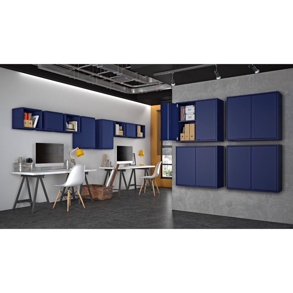 Blue 2-Piece Floating Cabinet E212