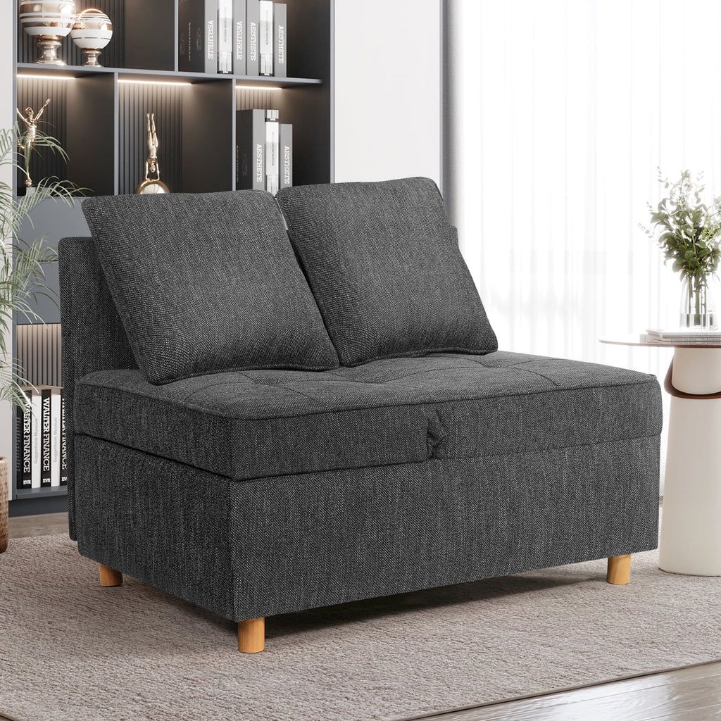 Black Convertible Sofa Bed Chair with 2 Pillows R949855