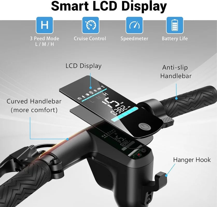 Electric Scooter for Adults, 500W Motor, 8.5" Solid Tires, Folding Y48364