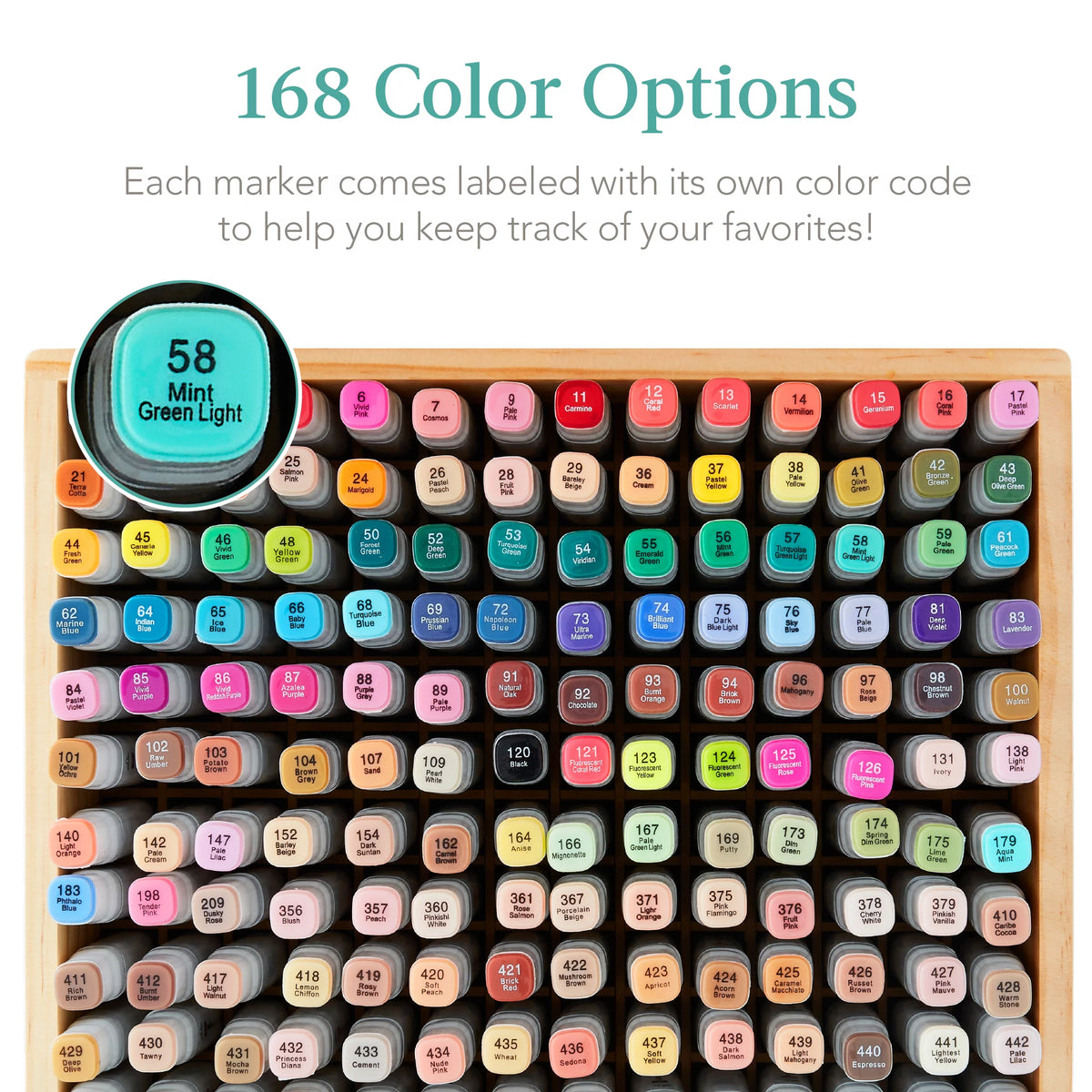 Set of 168 Dual-Tipped Alcohol-Based Markers with Carrying Case Y498