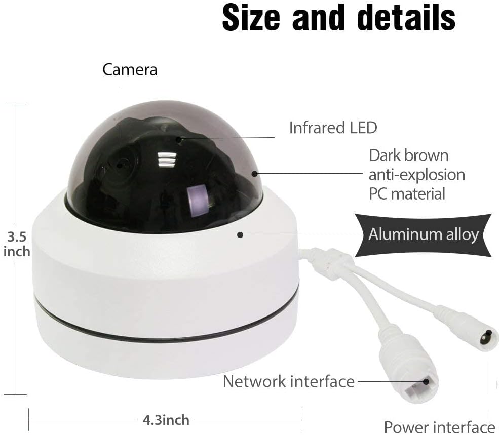 PTZ Camera Outdoor IP Camera POE Zoom 5.0mp 65FT IR Distance Security Camera IP66 Weatherproof B354444