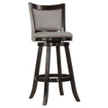 Solid Wood Swivel Barstool, 29 inch Gray Fabric A746437