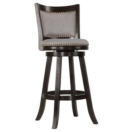 Solid Wood Swivel Barstool, 29 inch Gray Fabric A746437