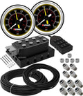 8 Valve Suspension Manifold with Two Dual Needle Black Gauges, 3/8" OD Hose 100 FT, 1/4" OD Hose 50 FT and Fittings E43693