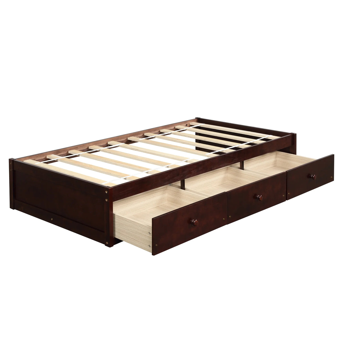 Cherry Twin Size Platform Storage Bed with 3-Drawers R1767