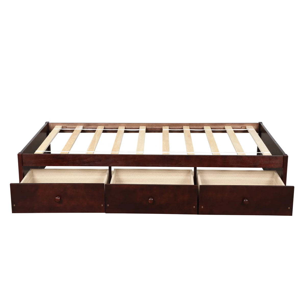 Cherry Twin Size Platform Storage Bed with 3-Drawers R1767
